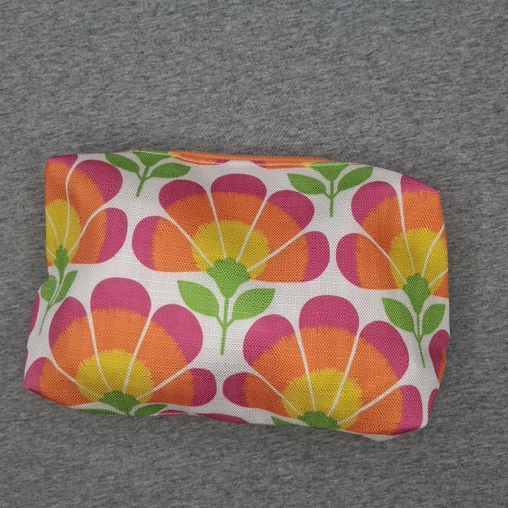 CLINIQUE Floral Print Cosmetic Makeup Bag Zipper Pouch 9.5